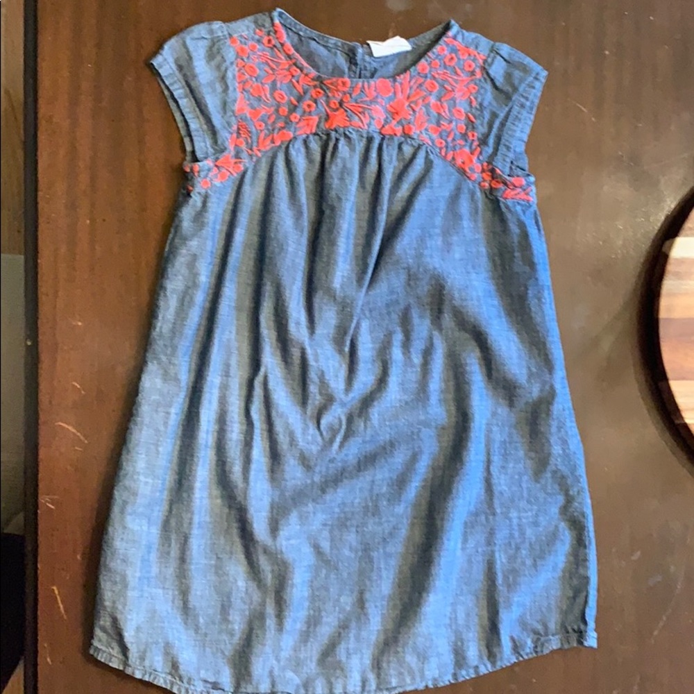 Girls Chambray and Embroidered Dress 8